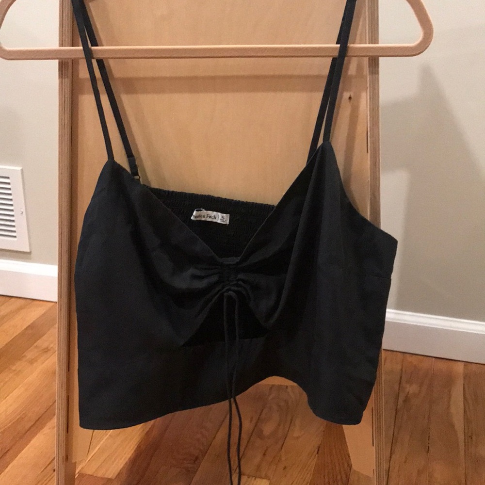 Abercrombie & Fitch, XL, black crop top, elastic back, adjustable straps